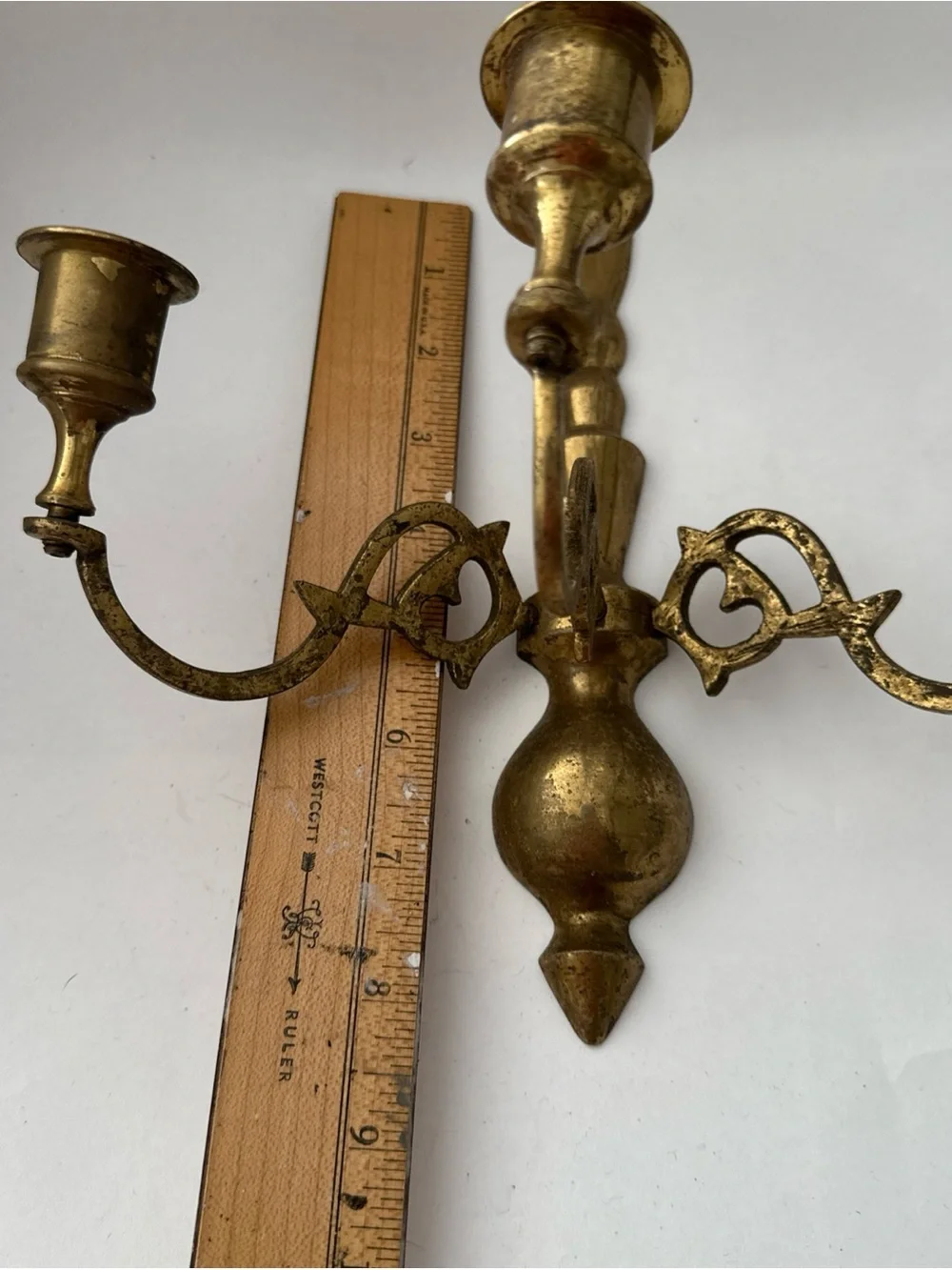 Vintage Brass Candle Holder Wall Sconce Triple Arm Extra Parts